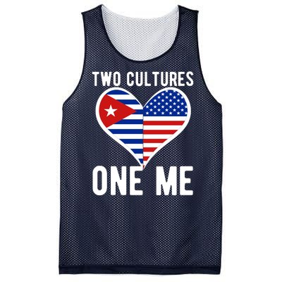 Two Cultures One Me Cuban American Heart Flag Mesh Reversible Basketball Jersey Tank