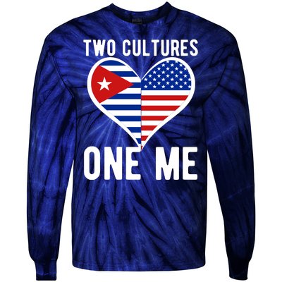 Two Cultures One Me Cuban American Heart Flag Tie-Dye Long Sleeve Shirt