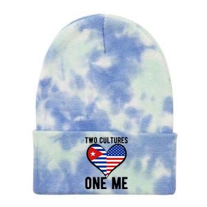 Two Cultures One Me Cuban American Heart Flag Tie Dye 12in Knit Beanie