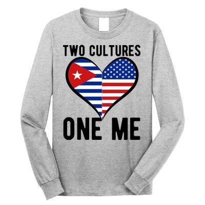 Two Cultures One Me Cuban American Heart Flag Long Sleeve Shirt