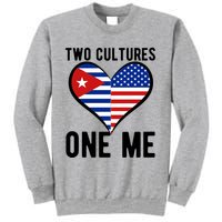 Two Cultures One Me Cuban American Heart Flag Sweatshirt