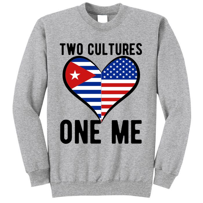 Two Cultures One Me Cuban American Heart Flag Sweatshirt