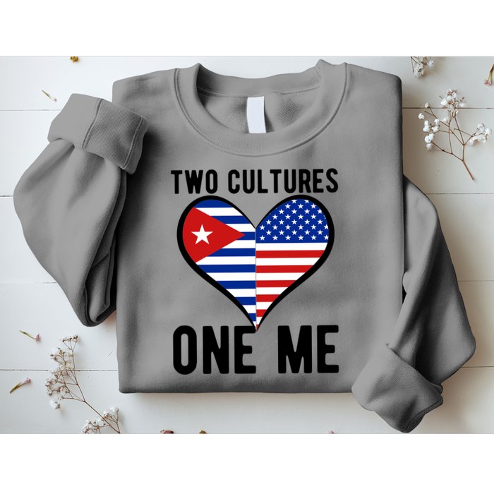 Two Cultures One Me Cuban American Heart Flag Sweatshirt