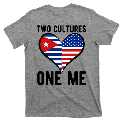 Two Cultures One Me Cuban American Heart Flag T-Shirt