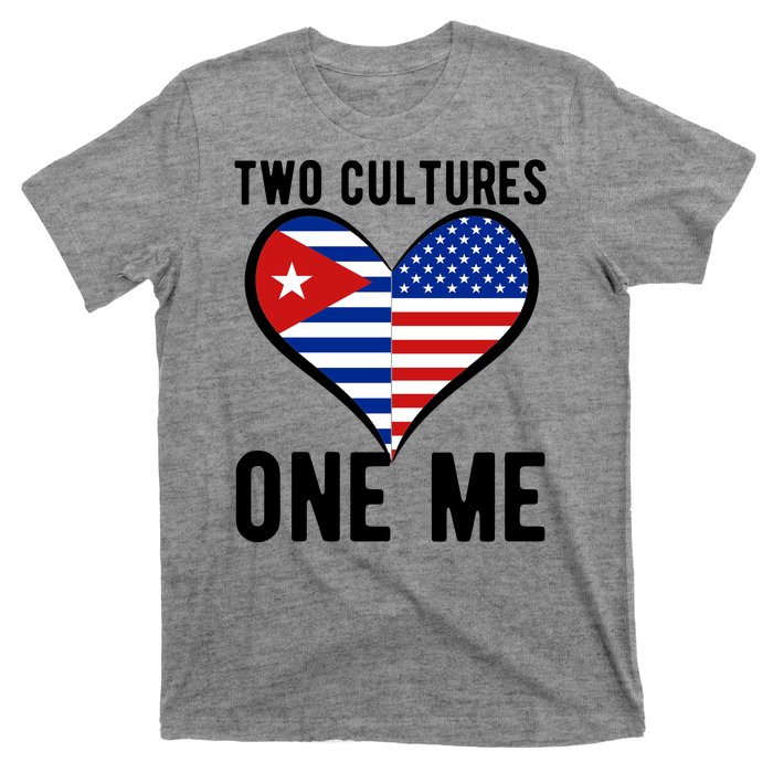 Two Cultures One Me Cuban American Heart Flag T-Shirt