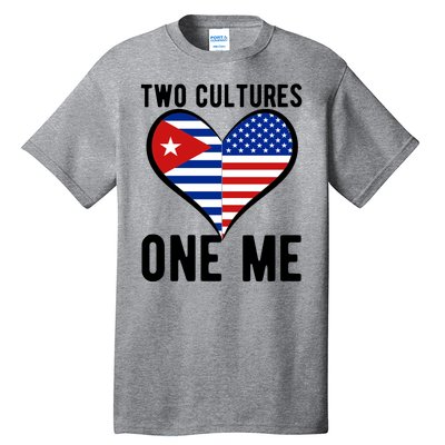 Two Cultures One Me Cuban American Heart Flag Tall T-Shirt