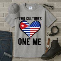 Two Cultures One Me Cuban American Heart Flag Tall T-Shirt