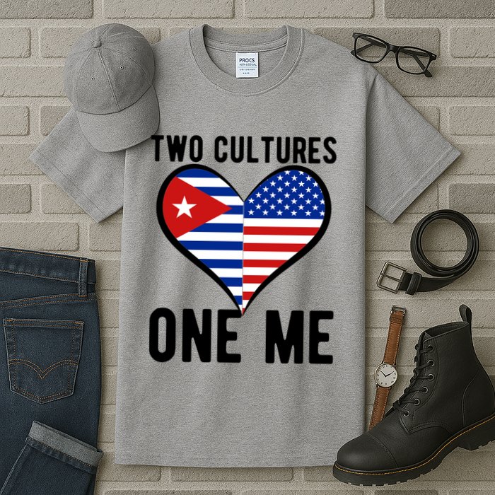 Two Cultures One Me Cuban American Heart Flag Tall T-Shirt