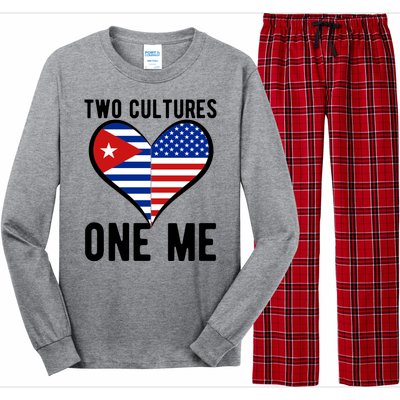 Two Cultures One Me Cuban American Heart Flag Long Sleeve Pajama Set