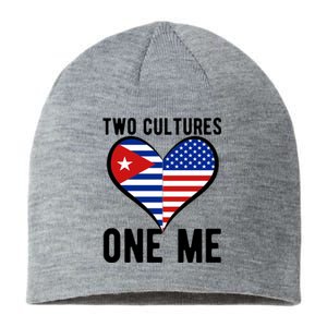 Two Cultures One Me Cuban American Heart Flag Sustainable Beanie