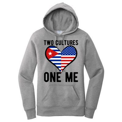 Two Cultures One Me Cuban American Heart Flag Women's Pullover Hoodie