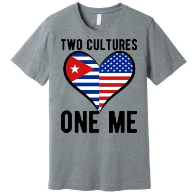 Two Cultures One Me Cuban American Heart Flag Premium T-Shirt