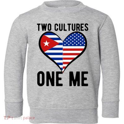 Two Cultures One Me Cuban American Heart Flag Toddler Sweatshirt
