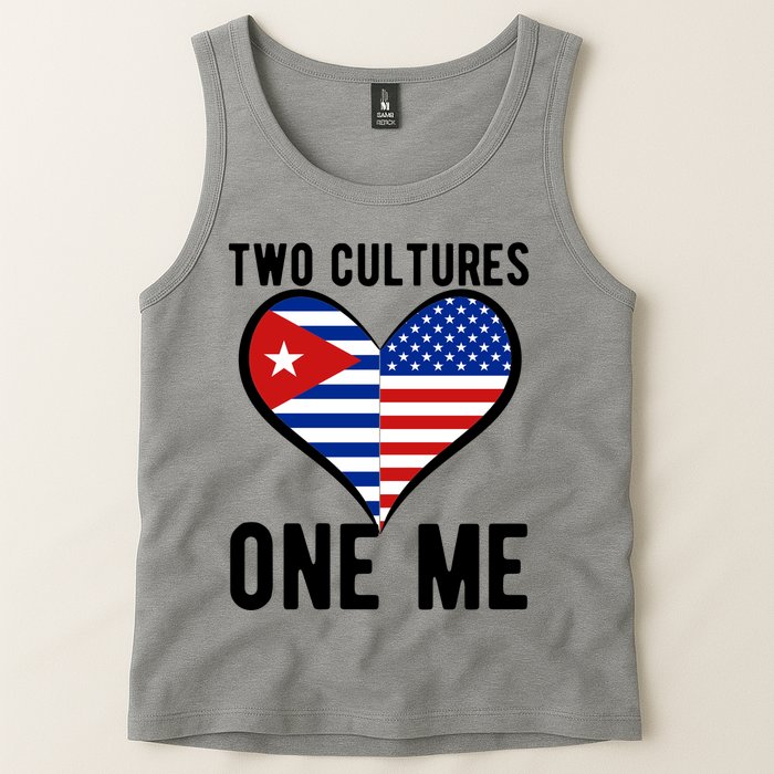 Two Cultures One Me Cuban American Heart Flag Tank Top