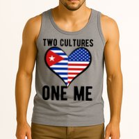 Two Cultures One Me Cuban American Heart Flag Tank Top
