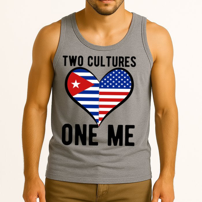 Two Cultures One Me Cuban American Heart Flag Tank Top