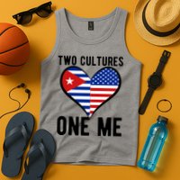 Two Cultures One Me Cuban American Heart Flag Tank Top