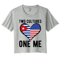 Two Cultures One Me Cuban American Heart Flag Crop Top