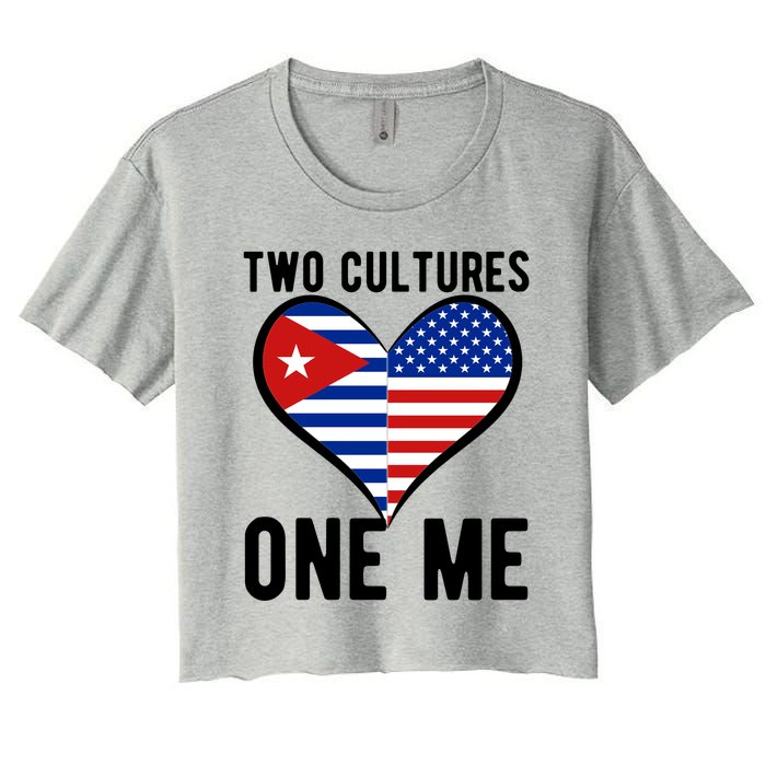 Two Cultures One Me Cuban American Heart Flag Crop Top