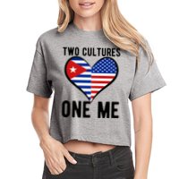 Two Cultures One Me Cuban American Heart Flag Crop Top