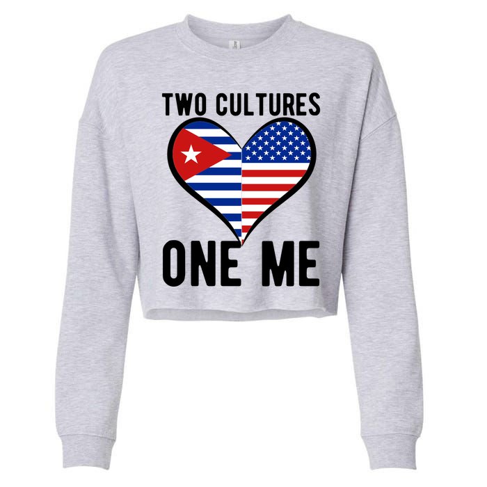 Two Cultures One Me Cuban American Heart Flag Cropped Pullover Crew