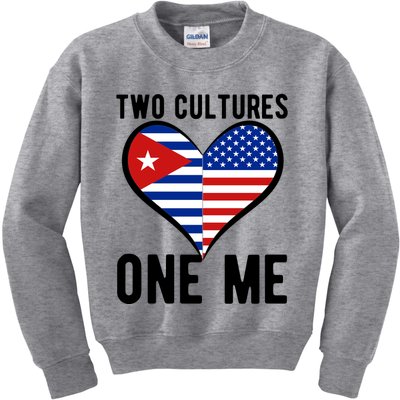 Two Cultures One Me Cuban American Heart Flag Kids Sweatshirt
