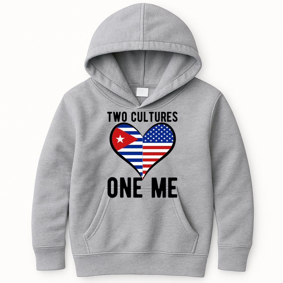 Two Cultures One Me Cuban American Heart Flag Kids Hoodie