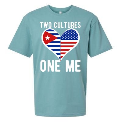 Two Cultures One Me Cuban American Heart Flag Sueded Cloud Jersey T-Shirt