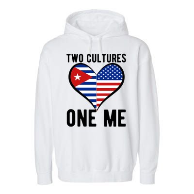 Two Cultures One Me Cuban American Heart Flag Garment-Dyed Fleece Hoodie