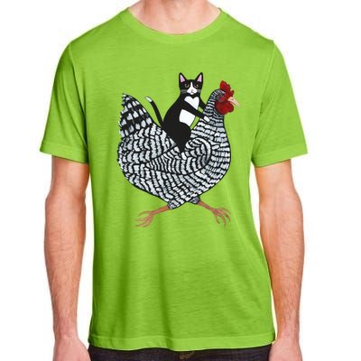 Tuxedo Cat On A Chicken Adult ChromaSoft Performance T-Shirt