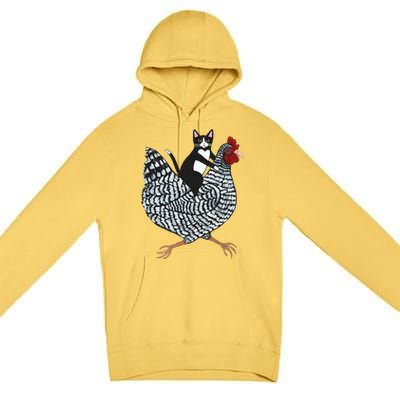 Tuxedo Cat On A Chicken Premium Pullover Hoodie