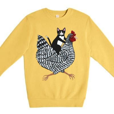 Tuxedo Cat On A Chicken Premium Crewneck Sweatshirt