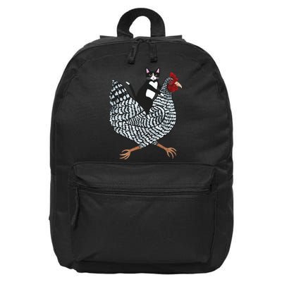 Tuxedo Cat On A Chicken 16 in Basic Backpack