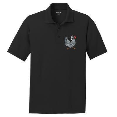 Tuxedo Cat On A Chicken PosiCharge RacerMesh Polo