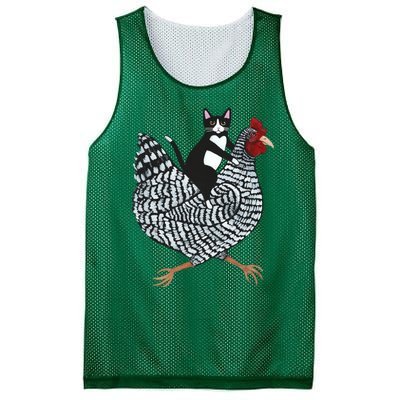 Tuxedo Cat On A Chicken Mesh Reversible Basketball Jersey Tank