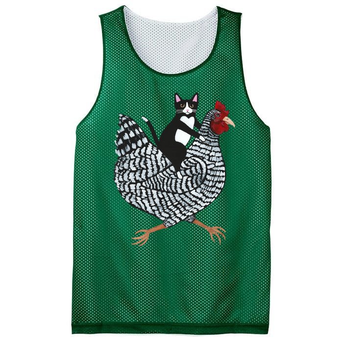 Tuxedo Cat On A Chicken Mesh Reversible Basketball Jersey Tank