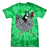 Tuxedo Cat On A Chicken Tie-Dye T-Shirt