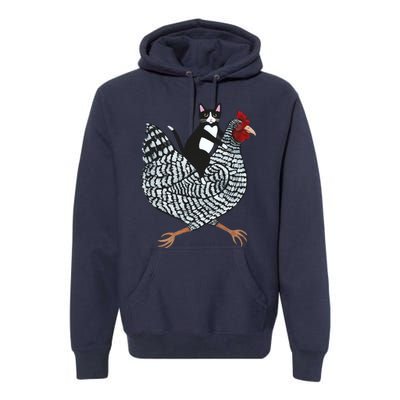 Tuxedo Cat On A Chicken Premium Hoodie