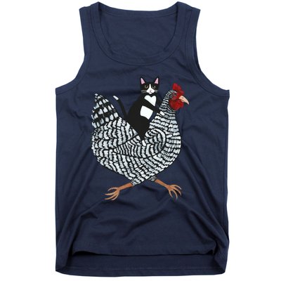 Tuxedo Cat On A Chicken Tank Top