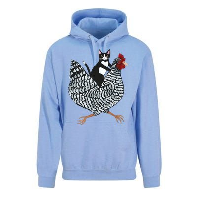 Tuxedo Cat On A Chicken Unisex Surf Hoodie