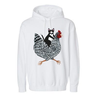 Tuxedo Cat On A Chicken Garment-Dyed Fleece Hoodie