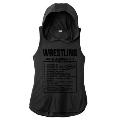 Twelve Commandments Of Wrestling T Ladies PosiCharge Tri-Blend Wicking Draft Hoodie Tank