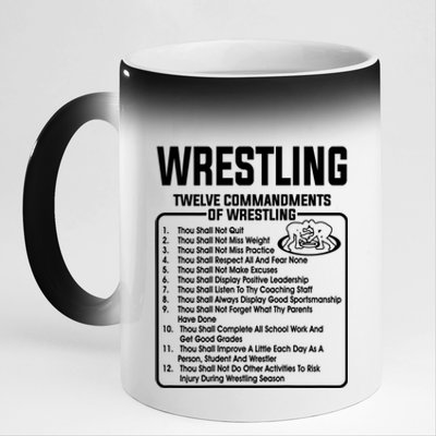 Twelve Commandments Of Wrestling T 11oz Black Color Changing Mug