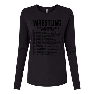 Twelve Commandments Of Wrestling T Womens Cotton Relaxed Long Sleeve T-Shirt