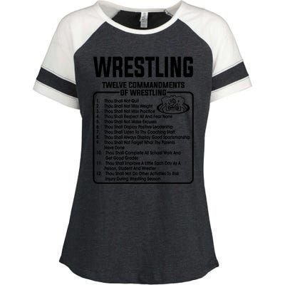 Twelve Commandments Of Wrestling T Enza Ladies Jersey Colorblock Tee