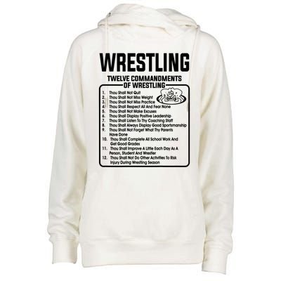 Twelve Commandments Of Wrestling T Womens Funnel Neck Pullover Hood