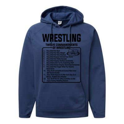 Twelve Commandments Of Wrestling T Performance Fleece Hoodie