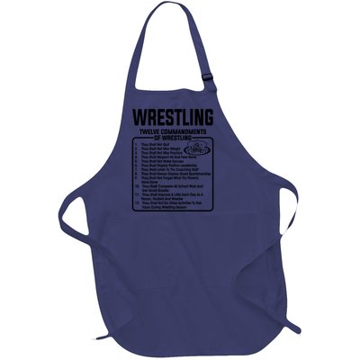 Twelve Commandments Of Wrestling T Full-Length Apron With Pockets