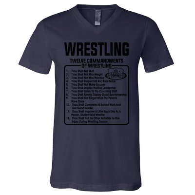 Twelve Commandments Of Wrestling T V-Neck T-Shirt