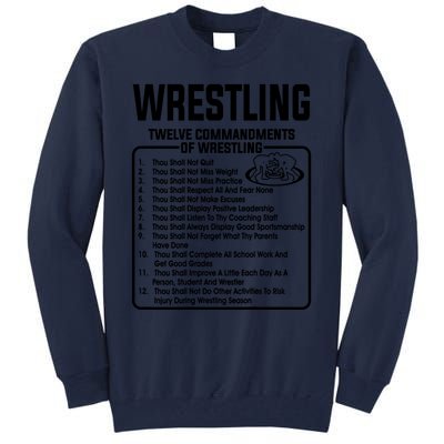 Twelve Commandments Of Wrestling T Tall Sweatshirt